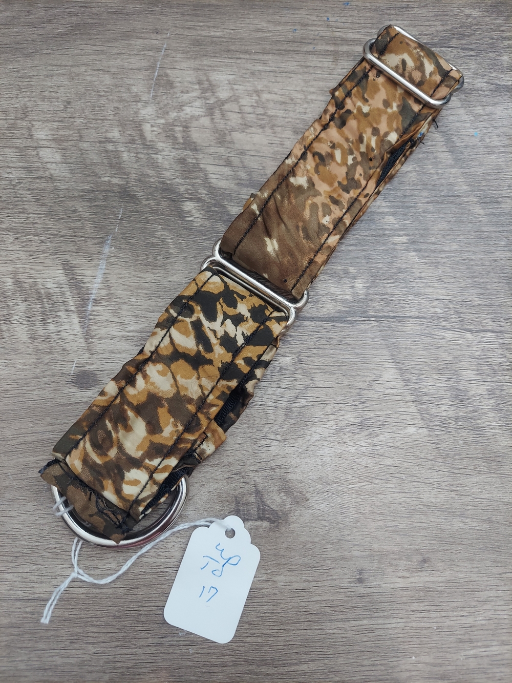 Custom Martingale Dog Collar 1.5" Brown Tan Leopard Camo Sighthound 17"